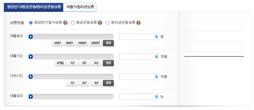 대출 원금균등상환 계산법 (ft. 계산기) 1 원금균등상환 계산 이미지